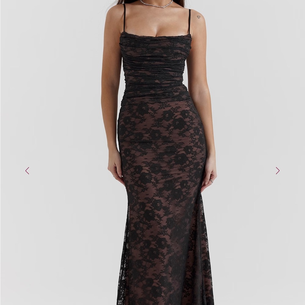 House of CB Artemis Black Lace Maxi Dress
